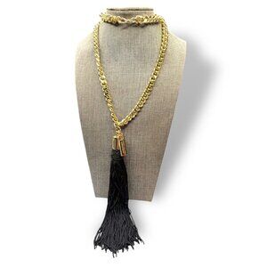Marc Jacobs Decadence Gold-Tone Chain Necklace Black Tassel Pendant